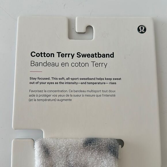 LULULEMON Cotton Terry Sweatband UNISEX NWT headband rhino Grey tennis - Picture 3 of 7